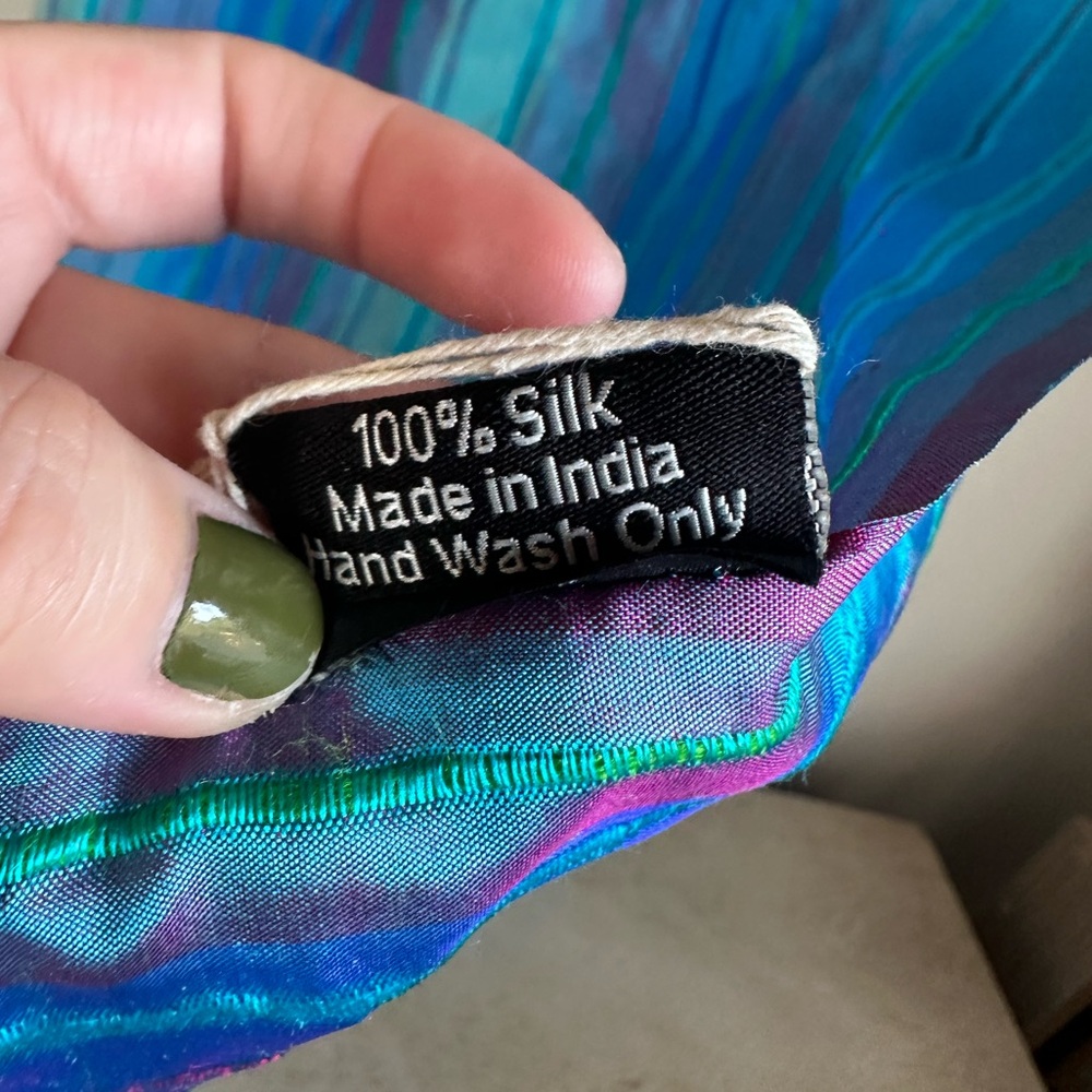 NWT Pappu Mama Blue Silk Scarf - Picture 7 of 12